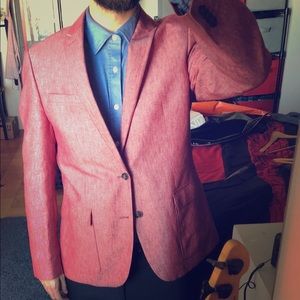 Slim Express Red Linen Sport Coat